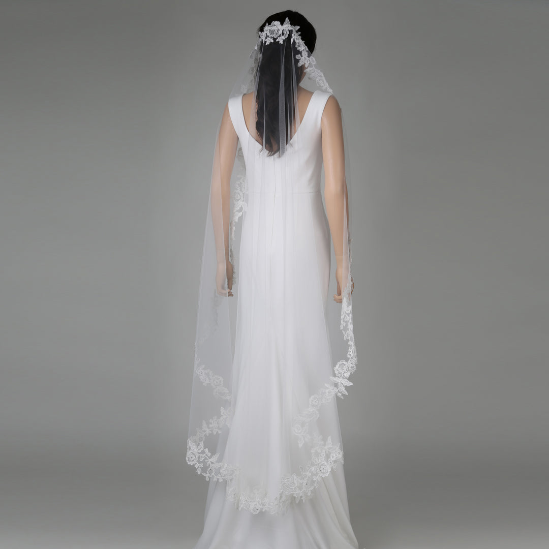 FS6217-M veil styled on mannequin, full-length view.